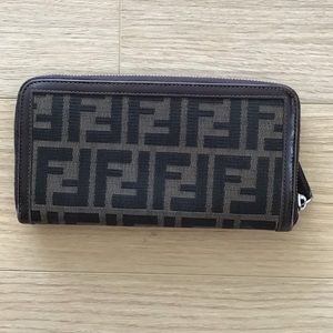 Fendi logo zip around wallet